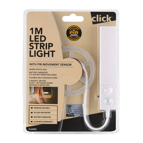 Click 1m Warm White Battery Operated LED Sensor Strip Light