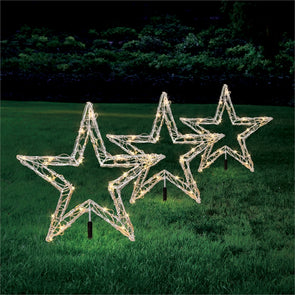 Lytworx Solar Star Stakes Warm White Christmas Outdoor Lighting 3 Pack