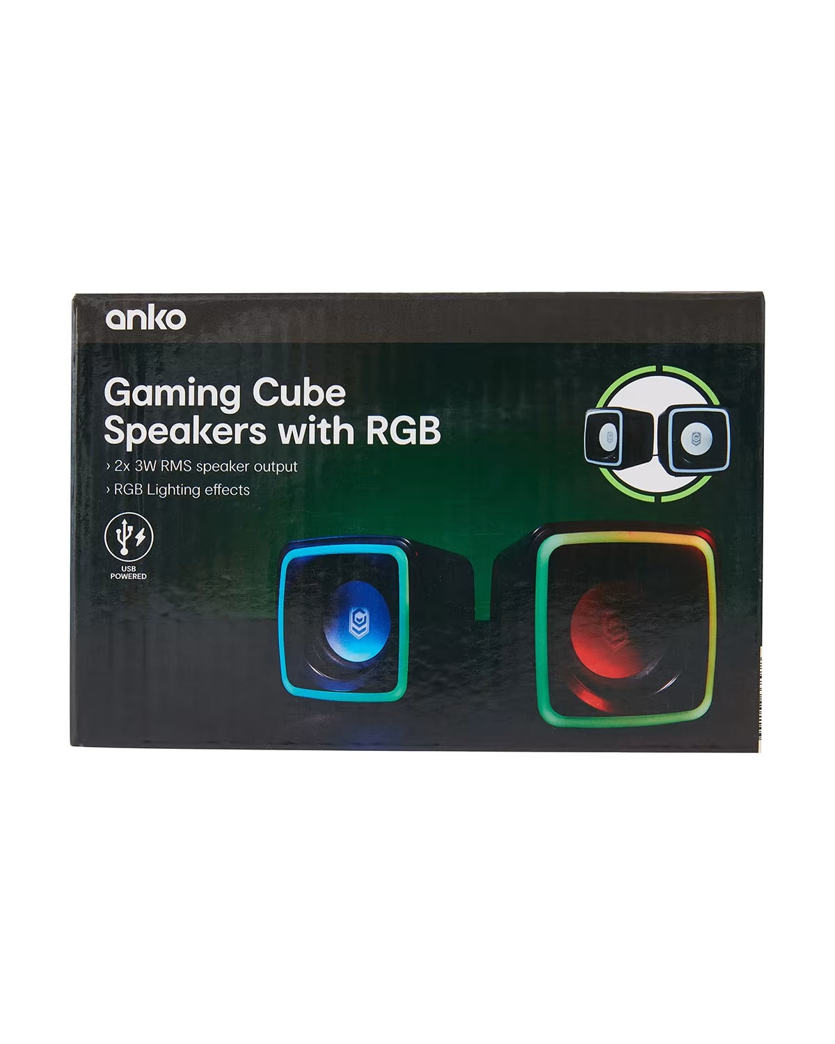 Gaming Cube Speakers with RGB - Black / Audio Boost for Ideal Gaming