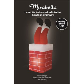 Mirabella 1.6M Low Voltage Festive LED Animated Santa in Chimney Inflatable