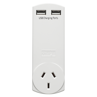 HPM Adaptor with USB Charger 4.2A - White D2USB / White