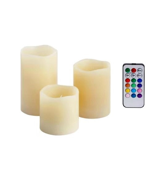 Remote Control Colour Changing 3 LED Candles / Battery Operated