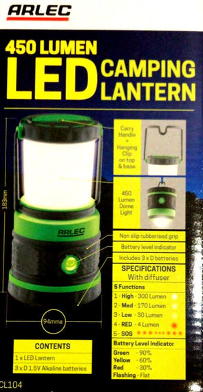 Arlec 450 Lumen LED Camping Lantern