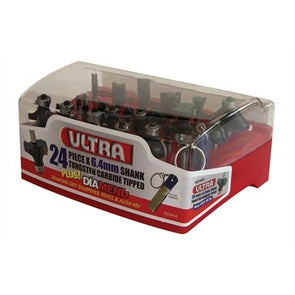 Ultra 24 Piece 6.4mm Router Bit Set / Silver & Black