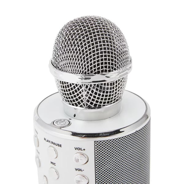 Bluetooth Karaoke Microphone with Speaker - Silver
