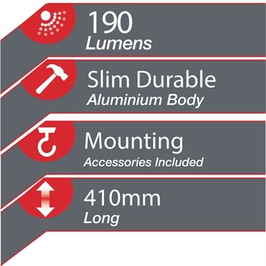 Arlec Matte Black 190 Lumens Touch Sensor Cool White LED Cabinet Light