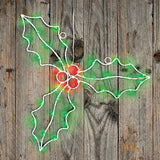 Lytworx Festive Silhouette Battery Operated Hanging Holly / Size 40cm x 33cm