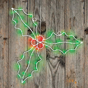 Lytworx Festive Silhouette Battery Operated Hanging Holly / Size 40cm x 33cm