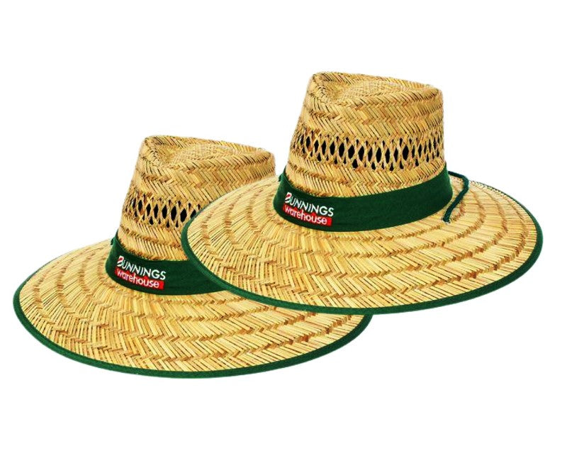 Bunnings Large Straw Hat / Wide Brim / Adjustable Chin Strap / One size Fits Most