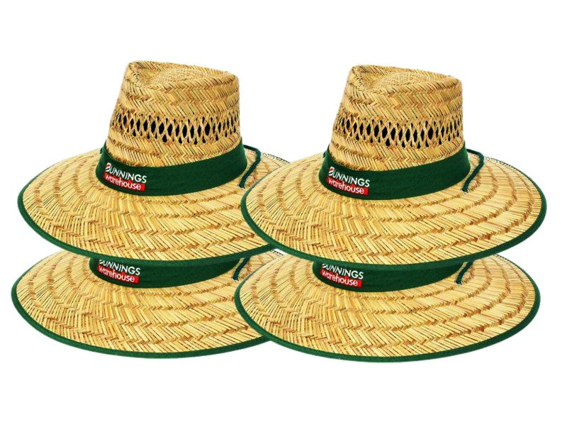 Bunnings Large Straw Hat / Wide Brim / Adjustable Chin Strap / One size Fits Most