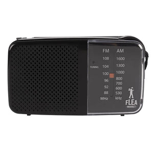 Flea Market Portable FM/AM Radio Headphones Jack Battery Powered Hand Carry