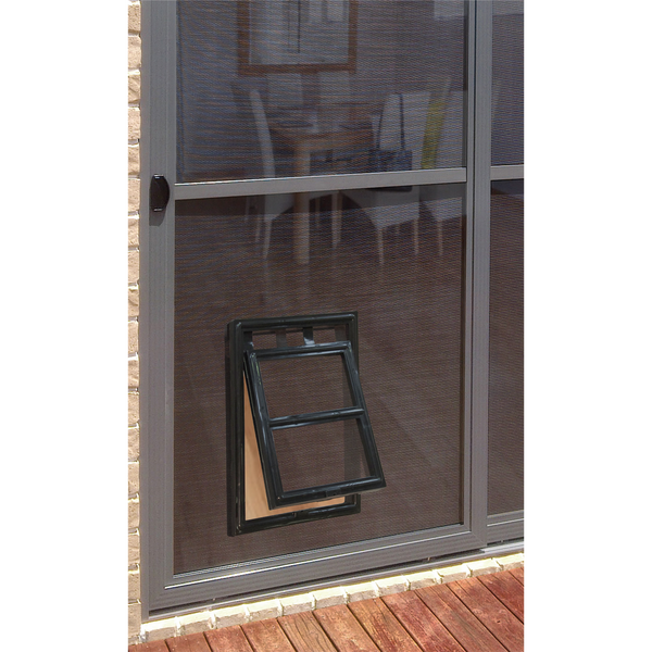 Pillar Products 202 x 254mm Medium Flyscreen Pet Door/Magnetic Closure Black