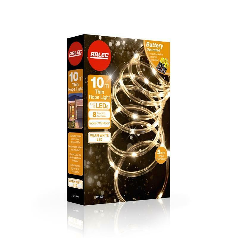 Arlec 10m Warm White Thin LED Rope Light-100 LED Bulbs - TheITmart