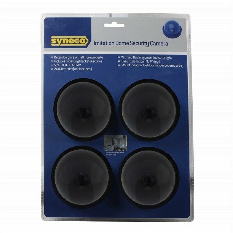 Syneco 4 Piece Imitation Dome Security Indoor/Outdoor Camera Red Flashing Light