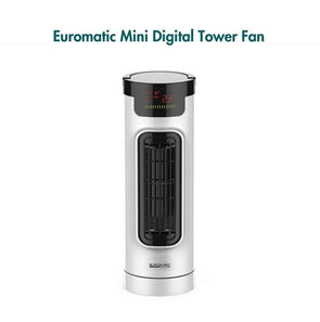 Euromatic 36cm Mini Digital Tower Fan 3 Speed/Touch Control LED Display