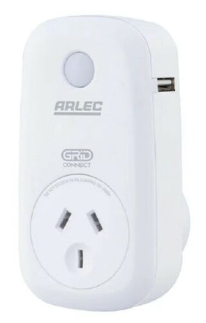 Arlec Grid Connect Smart Plug-In Socket With 2.1A USB Charger - White